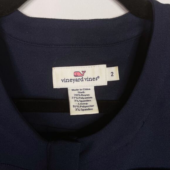 Vineyard Vines Womens 2 Navy Blue Grosgrain Bow Ponte Knit Blazer Jacket Peplum - Picture 6 of 7